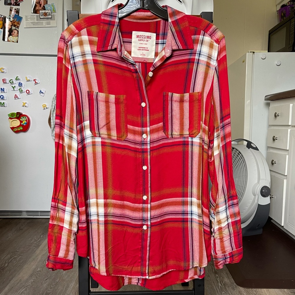 Mossimo Boyfriend Fit Plaid Button-Up Shirt